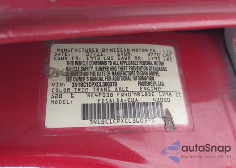 2012 Nissan Versa 1.8 S from USA, damaged, VIN 3N1BC1CPXCL360370